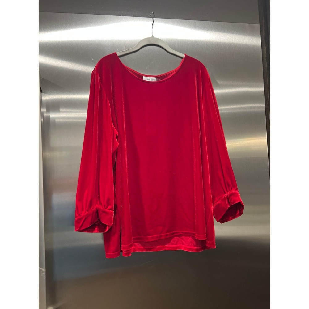 Calvin Klein red velvet top woman's‎ 2XL nwt